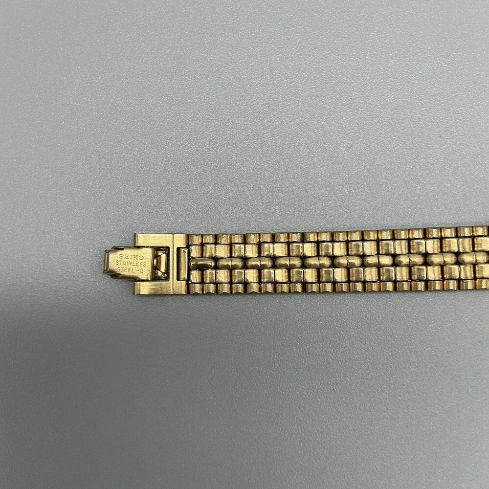 Seiko V401-0511 Womens Watch 19mm Black Dial Gold Tone New Battery 6.75